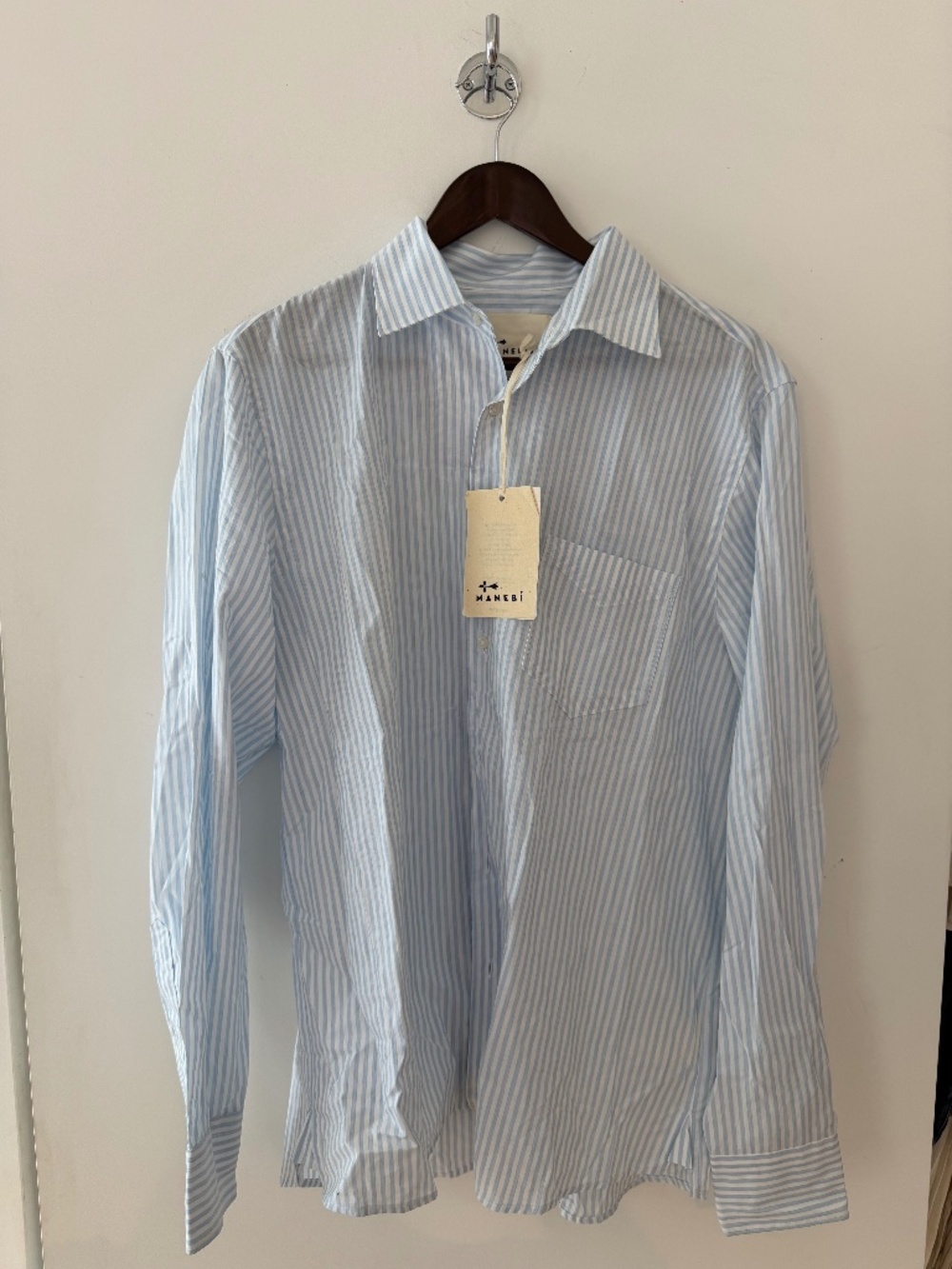 Manebí White and blue striped button down
